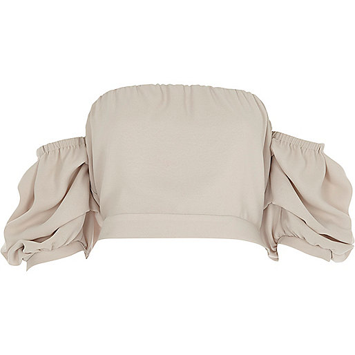 jacques-vertuk Beige puff sleeve bandeau crop top 710236 women Tops Crop Tops / Bralets jacques-vertuk Beige puff sleeve bandeau crop top 710236 women Tops Crop Tops / Bralets