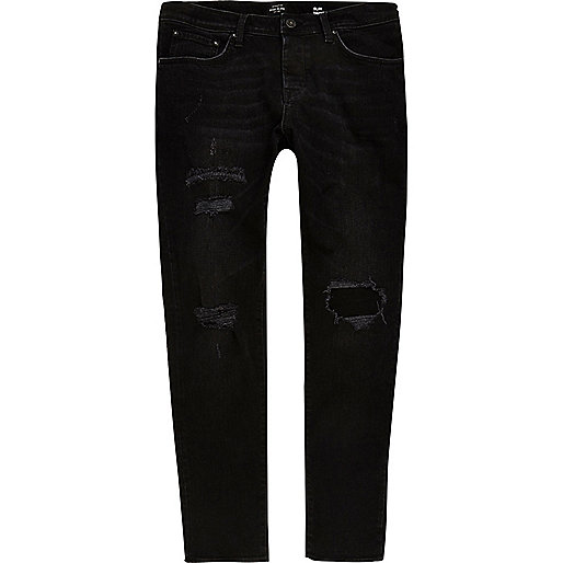 jacques-vertuk Big and Tall black Dylan ripped jeans 299834 men Jeans Tapered Jeans