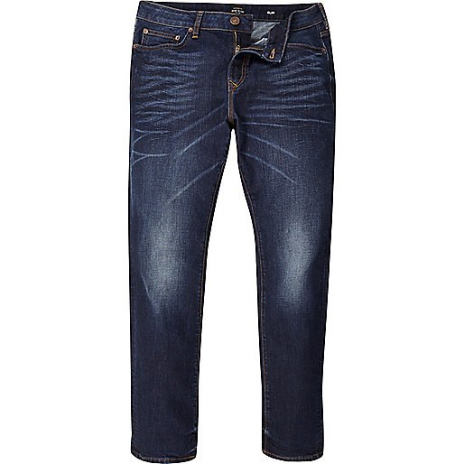 jacques-vertuk Big and Tall dark blue Dylan slim fit jeans 299818 men Jeans Slim Jeans