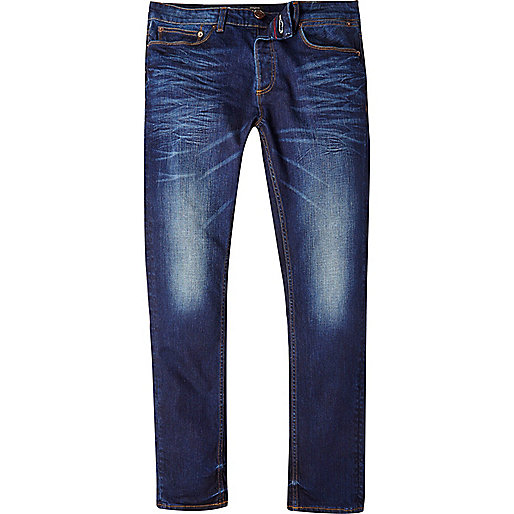 jacques-vertuk Big and Tall dark blue Sid fade skinny jeans 299827 men Jeans Skinny Jeans