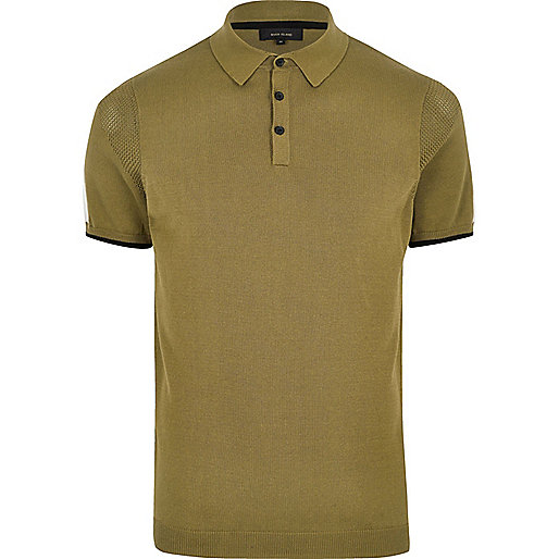 jacques-vertuk Big and Tall green mesh panel polo shirt 300082 men Polo Shirts