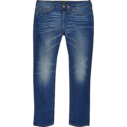 jacques-vertuk Big & Tall mid blue fade Dylan slim fit jeans 300012 men Jeans Slim Jeans