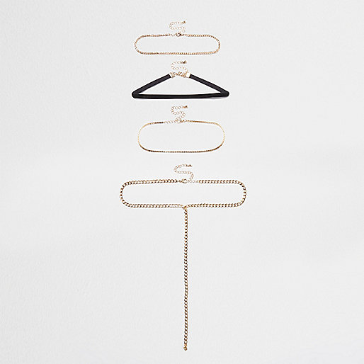 jacques-vertuk Black and gold tone chain choker set 707698 women Jewellery Necklaces