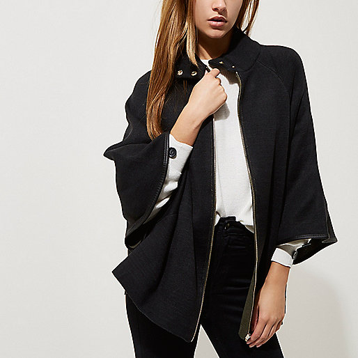 river island spray on skinny ollie,jacques-vertuk In Black cape sleeve funnel neck knit jacket Kimonos Tops women river island spray on skinny ollie,jacques-vertuk In Black cape sleeve funnel neck knit jacket Kimonos Tops women