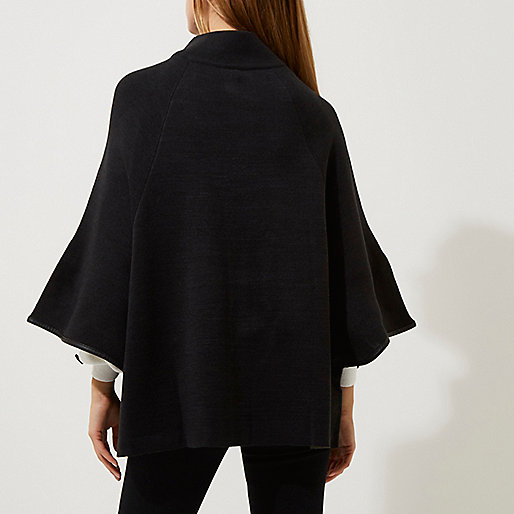 river island spray on skinny ollie,jacques-vertuk In Black cape sleeve funnel neck knit jacket Kimonos Tops women river island spray on skinny ollie,jacques-vertuk In Black cape sleeve funnel neck knit jacket Kimonos Tops women