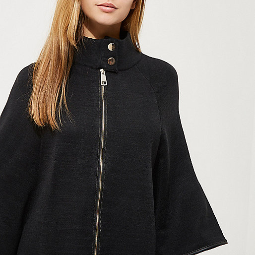 river island spray on skinny ollie,jacques-vertuk In Black cape sleeve funnel neck knit jacket Kimonos Tops women river island spray on skinny ollie,jacques-vertuk In Black cape sleeve funnel neck knit jacket Kimonos Tops women