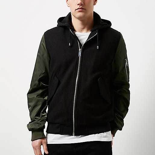 river island bum bag,jacques-vertuk UK Sale Black contrast sleeve hooded bomber jacket men 300252 river island bum bag,jacques-vertuk UK Sale Black contrast sleeve hooded bomber jacket men 300252