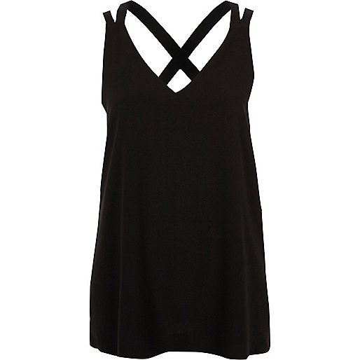 jacques-vertuk Black double strap cross back tank 706350 women Tops Cami / Sleeveless Tops jacques-vertuk Black double strap cross back tank 706350 women Tops Cami / Sleeveless Tops