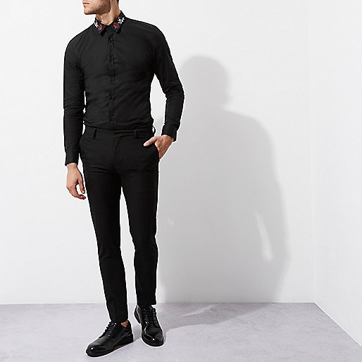 river island the gyle,jacques-vertuk Ireland Shoes Black embroidered collar muscle fit shirt Long Sleeve Shirts Shirts men river island the gyle,jacques-vertuk Ireland Shoes Black embroidered collar muscle fit shirt Long Sleeve Shirts Shirts men