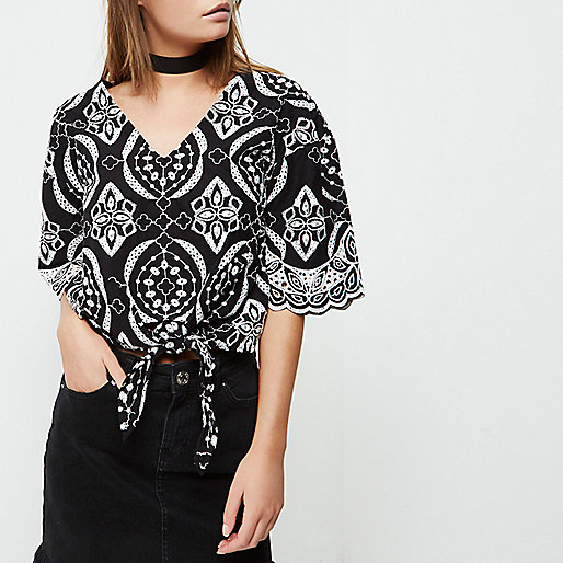 river island padded jacket,jacques-vertuk UK Black embroidery print tie front crop top women 697646 river island padded jacket,jacques-vertuk UK Black embroidery print tie front crop top women 697646