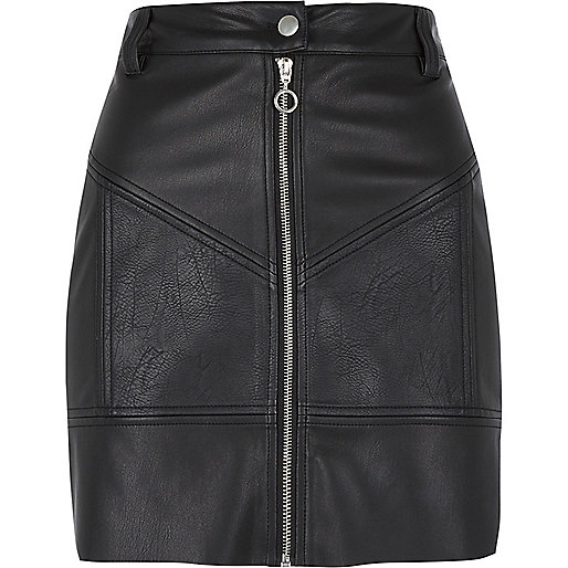 jacques-vertuk Black faux leather zip biker mini skirt 702190 women Skirts Mini Skirts