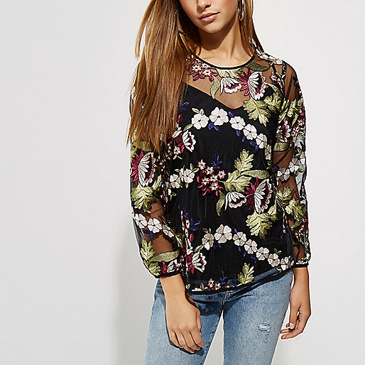cowboy boots river island,jacques-vertuk London Black floral embroidered mesh long sleeve top women 708973 cowboy boots river island,jacques-vertuk London Black floral embroidered mesh long sleeve top women 708973