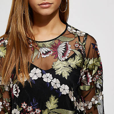cowboy boots river island,jacques-vertuk London Black floral embroidered mesh long sleeve top women 708973 cowboy boots river island,jacques-vertuk London Black floral embroidered mesh long sleeve top women 708973