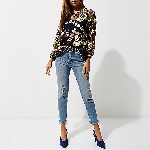 cowboy boots river island,jacques-vertuk London Black floral embroidered mesh long sleeve top women 708973 cowboy boots river island,jacques-vertuk London Black floral embroidered mesh long sleeve top women 708973