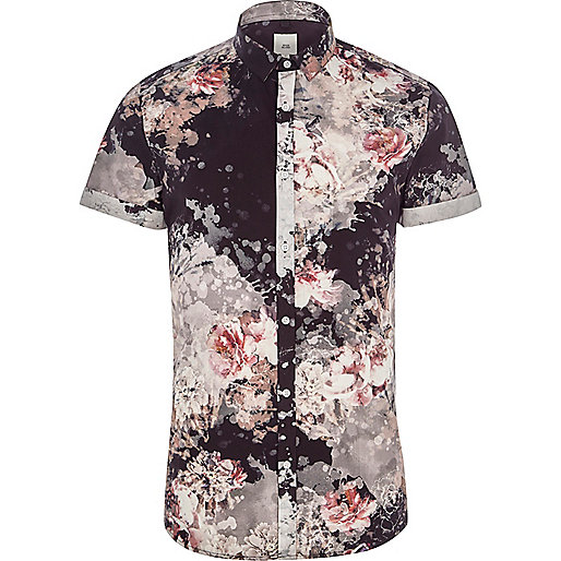 jacques-vertuk Black floral slim fit short sleeve shirt 303575 men Shirts Short Sleeve Shirts jacques-vertuk Black floral slim fit short sleeve shirt 303575 men Shirts Short Sleeve Shirts