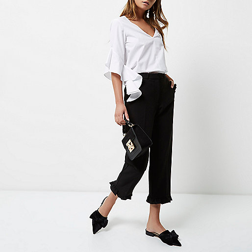 river island espadrilles,jacques-vertuk Outlet Black frill hem cropped straight leg pants women 701106 river island espadrilles,jacques-vertuk Outlet Black frill hem cropped straight leg pants women 701106