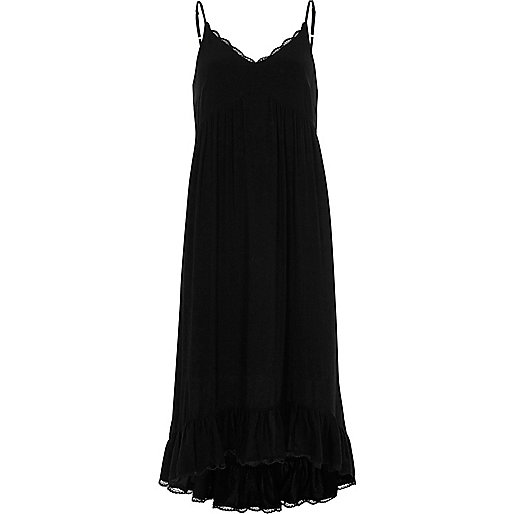 jacques-vertuk Black frill hem maxi slip dress 707881 women Dresses Slip / Cami Dresses jacques-vertuk Black frill hem maxi slip dress 707881 women Dresses Slip / Cami Dresses