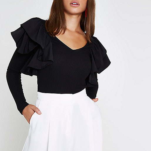 river island pink top,jacques-vertuk Outlet Black frill shoulder long sleeve ribbed top women 709379 river island pink top,jacques-vertuk Outlet Black frill shoulder long sleeve ribbed top women 709379