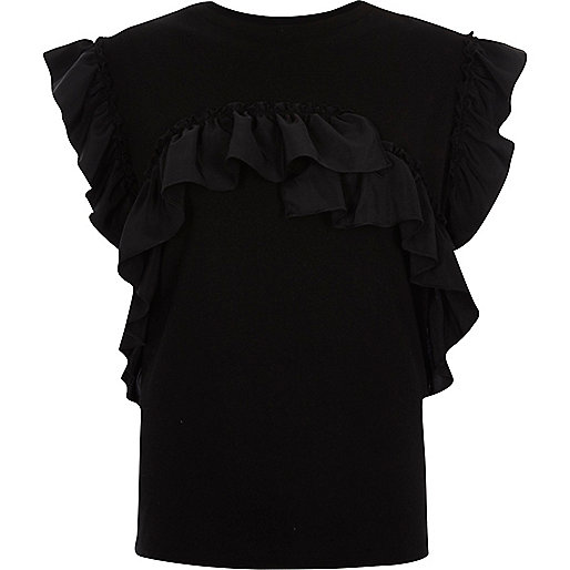 jacques-vertuk Black frill T-shirt 706837 women Tops T-Shirts & Vests Plain T-Shirts / Vests jacques-vertuk Black frill T-shirt 706837 women Tops T-Shirts & Vests Plain T-Shirts / Vests