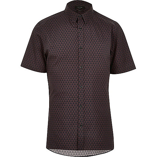 jacques-vertuk Black geometric print slim fit shirt 293802 men Shirts