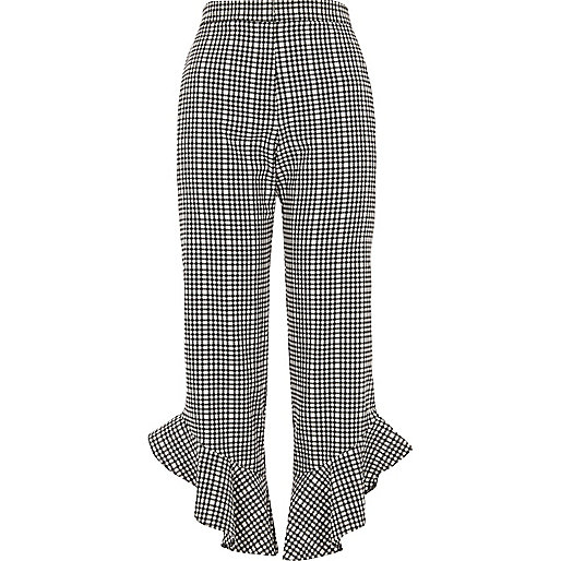 jacques-vertuk Black gingham frill hem cropped pants 707502 women Trousers Cropped Trousers jacques-vertuk Black gingham frill hem cropped pants 707502 women Trousers Cropped Trousers