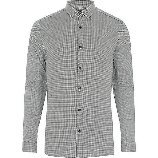 jacques-vertuk Black houndstooth smart skinny fit shirt 299289 men Shirts