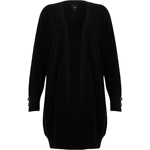 jacques-vertuk Black knit longline button side cardigan 706071 women Knitwear