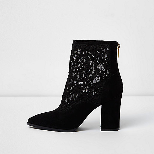 jacques-vertuk Black lace insert block heel pointed boots 706466 women Shoes / Boots Boots jacques-vertuk Black lace insert block heel pointed boots 706466 women Shoes / Boots Boots