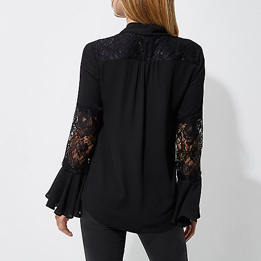 life on the island river island,jacques-vertuk Stores Black lace insert flared sleeve blouse women 704474 life on the island river island,jacques-vertuk Stores Black lace insert flared sleeve blouse women 704474