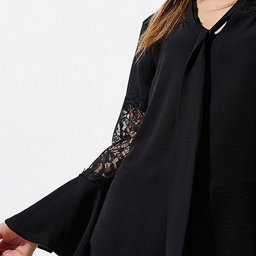 life on the island river island,jacques-vertuk Stores Black lace insert flared sleeve blouse women 704474 life on the island river island,jacques-vertuk Stores Black lace insert flared sleeve blouse women 704474