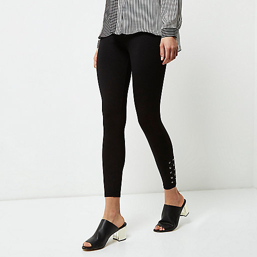 next river island,jacques-vertuk Ireland Black lace-up eyelet hem leggings women 700232 next river island,jacques-vertuk Ireland Black lace-up eyelet hem leggings women 700232
