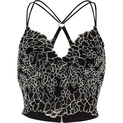 jacques-vertuk Black lace V neck cross back cami bralette 704589 women Tops Crop Tops / Bralets jacques-vertuk Black lace V neck cross back cami bralette 704589 women Tops Crop Tops / Bralets