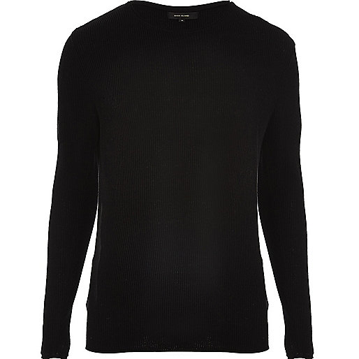 jacques-vertuk Black lightweight plaited tunic sweater 290153 men Jumpers / Cardigans