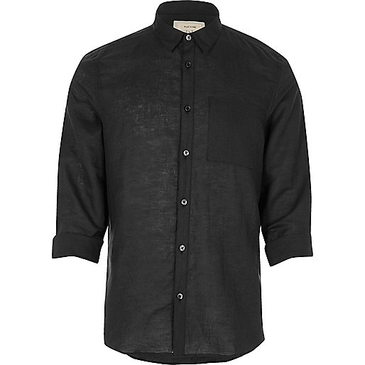 jacques-vertuk Black linen-rich shirt 296804 men Shirts