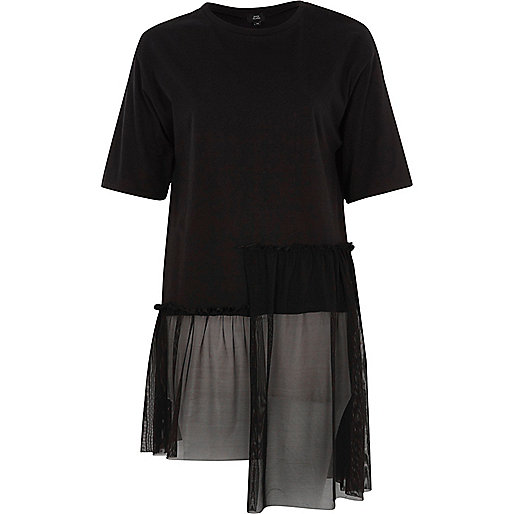 jacques-vertuk Black longline mesh stepped hem T-shirt 710081 women Tops T-Shirts & Vests Plain T-Shirts / Vests jacques-vertuk Black longline mesh stepped hem T-shirt 710081 women Tops T-Shirts & Vests Plain T-Shirts / Vests