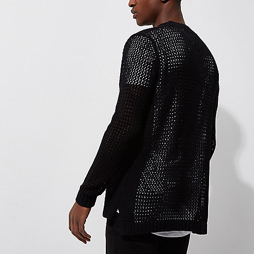 river studios river island,jacques-vertuk Stores Black mesh knit slim fit sweater men 301991 river studios river island,jacques-vertuk Stores Black mesh knit slim fit sweater men 301991