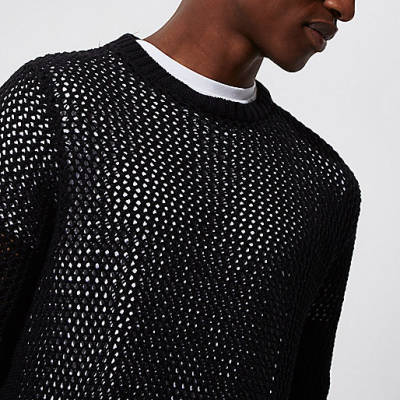 river studios river island,jacques-vertuk Stores Black mesh knit slim fit sweater men 301991 river studios river island,jacques-vertuk Stores Black mesh knit slim fit sweater men 301991