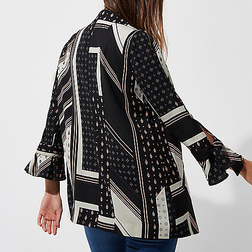 river island mini shoes,jacques-vertuk UK Sale Black mix print tie cuff blazer women 708322 river island mini shoes,jacques-vertuk UK Sale Black mix print tie cuff blazer women 708322