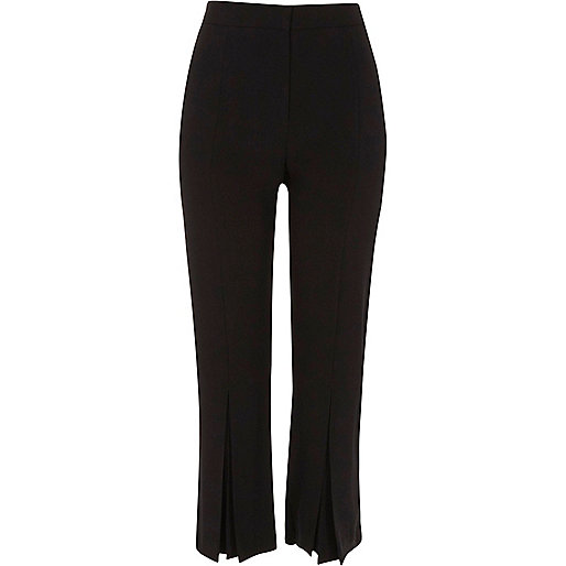 jacques-vertuk Black pleated hem straight cropped pants 709542 women Trousers Tapered Trousers jacques-vertuk Black pleated hem straight cropped pants 709542 women Trousers Tapered Trousers