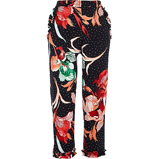 jacques-vertuk Black polka dot floral cigarette pants 706586 women Trousers Cropped Trousers jacques-vertuk Black polka dot floral cigarette pants 706586 women Trousers Cropped Trousers