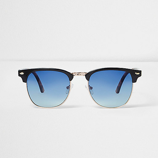 jacques-vertuk Black retro blue lens sunglasses 298638 men Sunglasses Retro Sunglasses