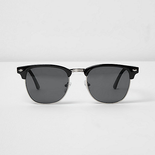 jacques-vertuk Black retro style smoke lens sunglasses 304034 men Sunglasses Retro Sunglasses