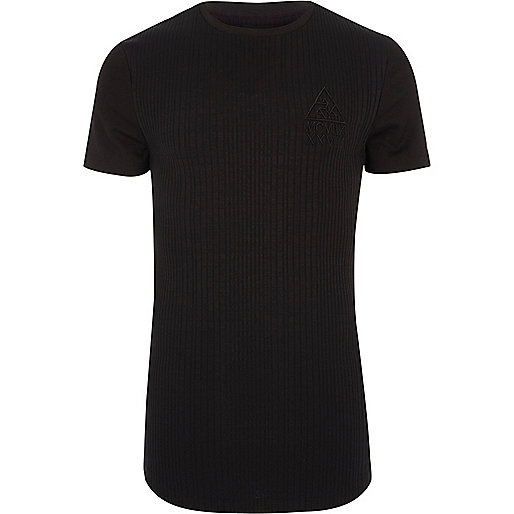 jacques-vertuk Black rib muscle fit longline T-shirt 304271 men T-Shirts / Vests T-shirts jacques-vertuk Black rib muscle fit longline T-shirt 304271 men T-Shirts / Vests T-shirts