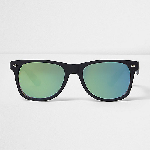 jacques-vertuk Black rubber blue lens retro sunglasses 298635 men Sunglasses Retro Sunglasses