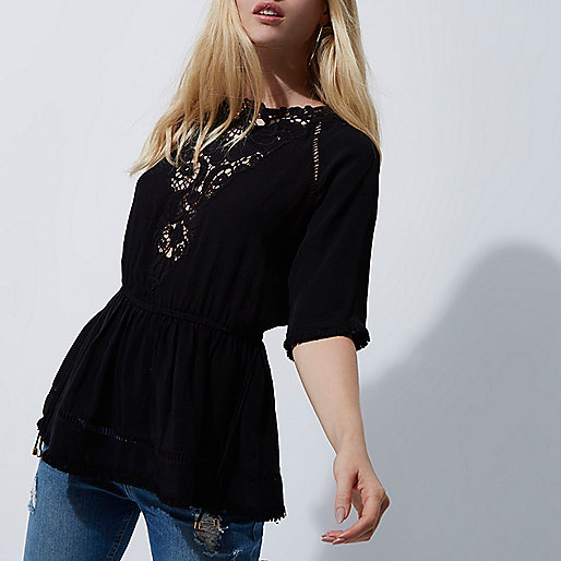 river island christmas,jacques-vertuk UK Black short sleeve embroidered top women 704566 river island christmas,jacques-vertuk UK Black short sleeve embroidered top women 704566