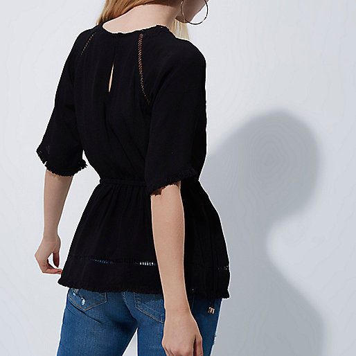river island christmas,jacques-vertuk UK Black short sleeve embroidered top women 704566 river island christmas,jacques-vertuk UK Black short sleeve embroidered top women 704566