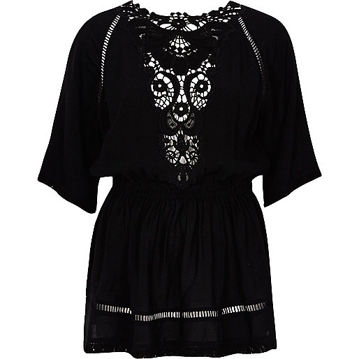 river island christmas,jacques-vertuk UK Black short sleeve embroidered top women 704566 river island christmas,jacques-vertuk UK Black short sleeve embroidered top women 704566