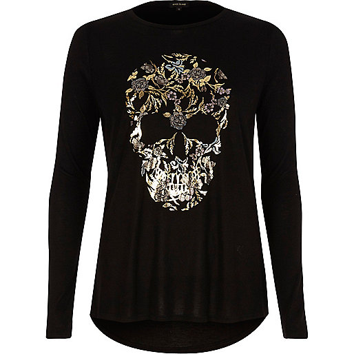 jacques-vertuk Black skull foil print long sleeve T-shirt 710779 women Tops T-Shirts & Vests Print T-Shirts / Vests jacques-vertuk Black skull foil print long sleeve T-shirt 710779 women Tops T-Shirts & Vests Print T-Shirts / Vests