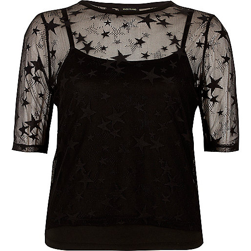 jacques-vertuk Black star mesh T-shirt 702461 women Tops