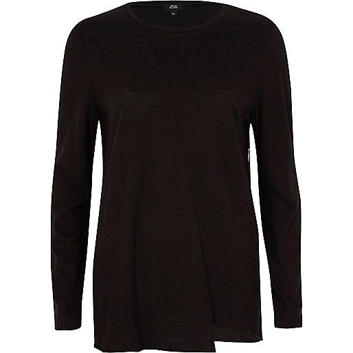 jacques-vertuk Black stepped hem long sleeve T-shirt 704294 women Tops T-Shirts & Vests Plain T-Shirts / Vests jacques-vertuk Black stepped hem long sleeve T-shirt 704294 women Tops T-Shirts & Vests Plain T-Shirts / Vests